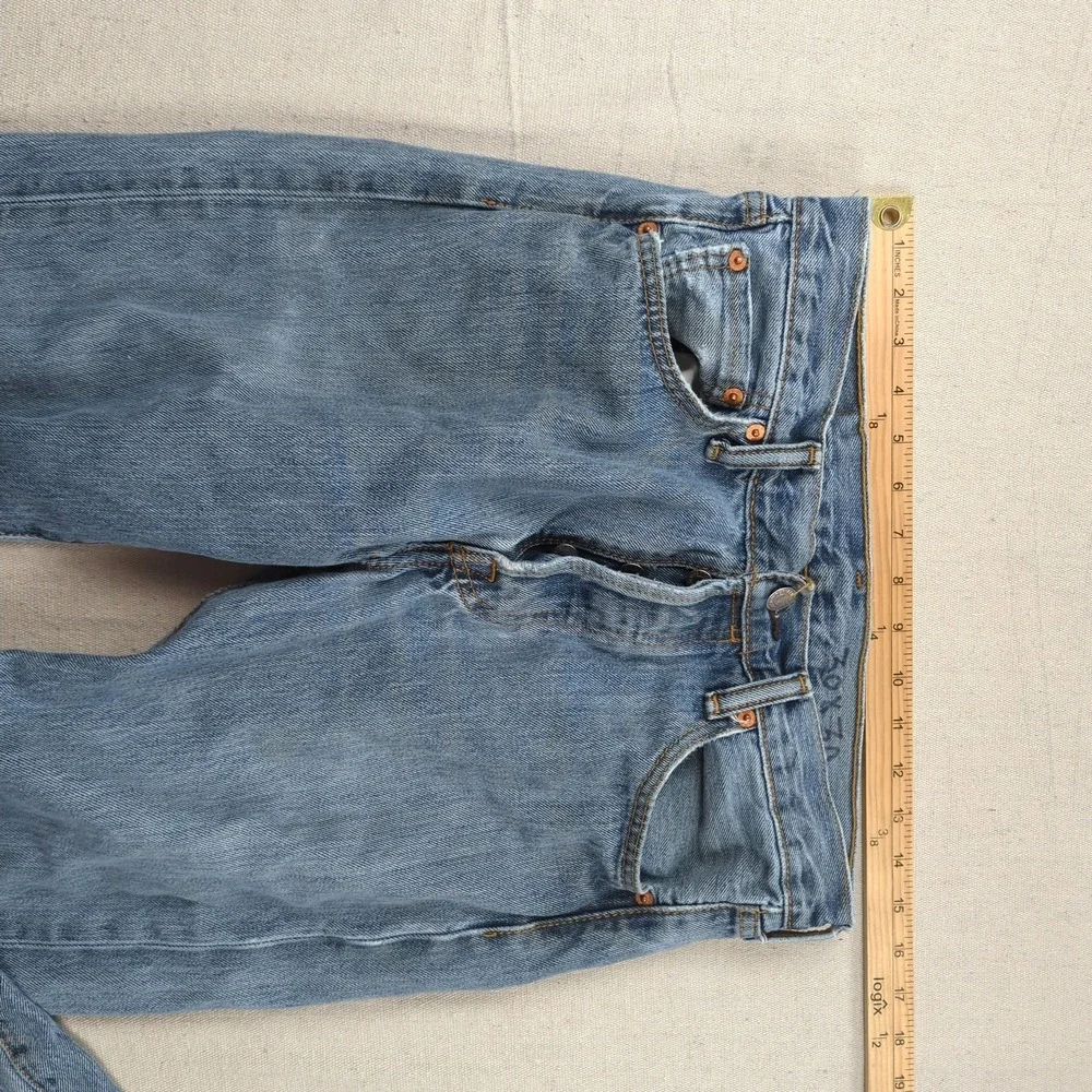 Levis 501 Jeans Mens 30x30 Blue Straight Distressed Button Fly Grunge